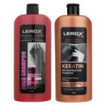 شامپو مو لروکس مدل کراتینه و بدون سولفات وزن 550 گرم مجموعه 2 عددی